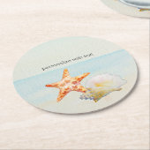 Strand Tropisch met zeester en Conch Ronde Kartonnen Onderzetter (Gebogen)