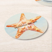 Strand Tropisch met zeesterren Ronde Kartonnen Onderzetter (Gebogen)