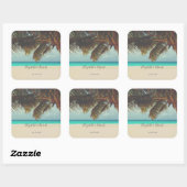 Strand Tropisch,Palmboom Vierkante Sticker (Vel)