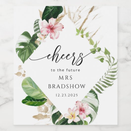 Strand Tropisch vrijgezellenfeest Wijn Etiket (Enkel label)