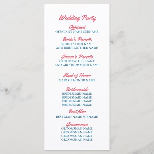 Strand Tropische Ananas Palmen Trouwprogramma's Programmakaart (Achterkant)