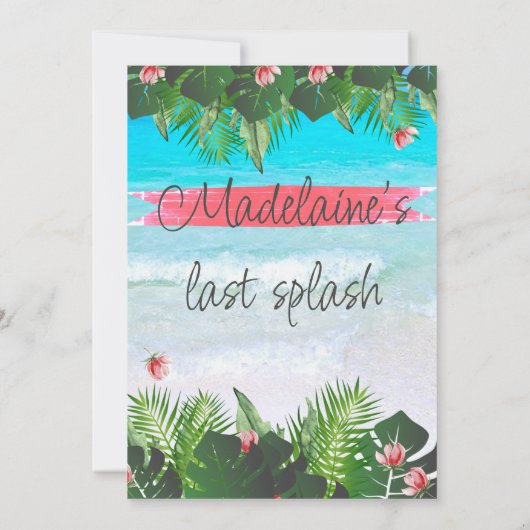 Strand Tropische Bachelorette Groen Blauw Uitnodig Kaart (Achterkant)