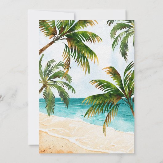 Strand Tropische Bestemming Bruiloft Kaart (Achterkant)