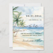 Strand tropische bruiloft save the date (Voorkant)