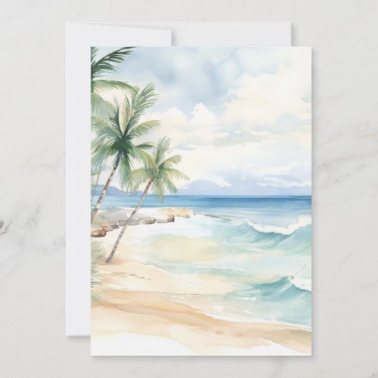 Strand tropische bruiloft save the date (Achterkant)