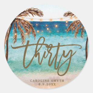 strand tropische dertigtigste verjaardag sticker