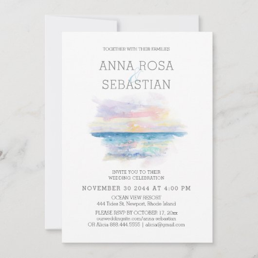 *~* Strand Tropische Exotische AR7 BRUILOFT RSVP + Kaart (Voorkant)