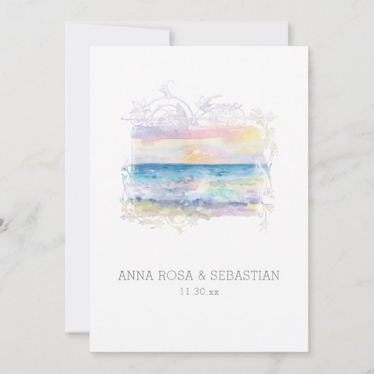 *~* Strand Tropische Exotische AR7 BRUILOFT RSVP + Kaart (Achterkant)