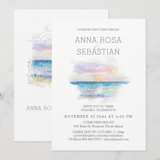 *~* Strand Tropische Exotische AR7 BRUILOFT RSVP + Kaart (Voorkant / Achterkant)