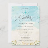 Strand Tropische Nautische Bestemming Bruiloft Kaart (Voorkant)