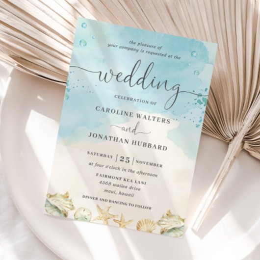 Strand Tropische Nautische Bestemming Bruiloft Kaart