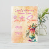 Strand Tropische Neon vrijgezellenweekend Kaart (Staand voorkant)