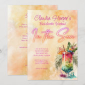 Strand Tropische Neon vrijgezellenweekend Kaart (Voorkant / Achterkant)