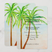 Strand Tropische Palm Bomen Bruiloft Kaart (Voorkant / Achterkant)