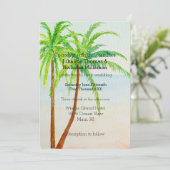 Strand Tropische Palm Bomen Bruiloft Kaart (Staand voorkant)