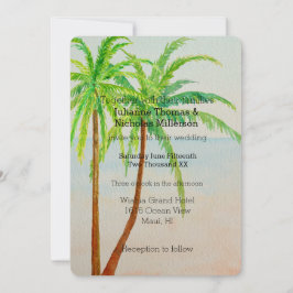 Strand Tropische Palm Bomen Bruiloft Kaart