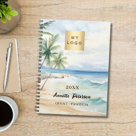 Strand tropische palmbomen golven business logo notitieboek