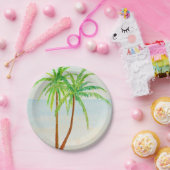 Strand Tropische Palmbomen Papieren Bordje (Feest)