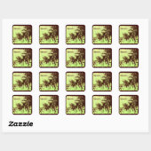 Strand - tropische palmen vierkante sticker (Vel)