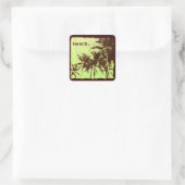 Strand - tropische palmen vierkante sticker (Tas)