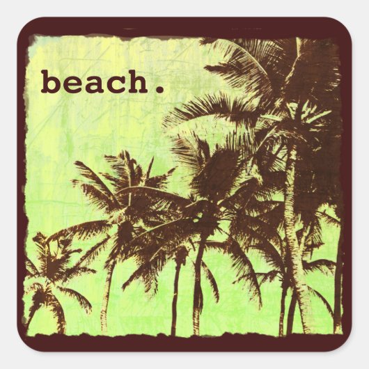 Strand - tropische palmen vierkante sticker (Voorkant)