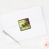 Strand - tropische palmen vierkante sticker (Envelop)