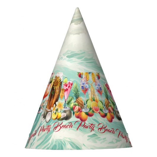 Strand Tropische Vruchten Cocktails Bachelorette P Feesthoedjes (Voorkant)