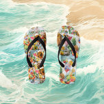 Strand Tropische Vruchten Cocktails Bachelorette P Teenslippers<br><div class="desc">Een tropisch strand Bachelorette feest om je laatste vlucht voor de ring te herdenken. Nodig uit, geniet en vier met uw naaste en dierbaarste familie, vrienden. Perfect voor een strand cocktail thema. Dit unieke teenslipper is precies goed voor het strand. Het ontwerp beschikt over tropisch strand, blauw water, cocktails, tropisch...</div>