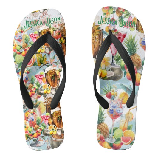 Strand Tropische Vruchten Cocktails Bachelorette P Teenslippers (Voetbed)