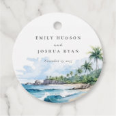 Strand Tropische Waterverf Bruiloft Bedankjes Labels (Voorkant)