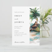 Strand Tropische Waterverf Bruiloft Kaart (Staand voorkant)