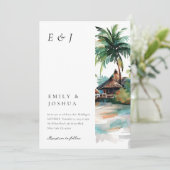 Strand Tropische Waterverf Bruiloft Kaart (Staand voorkant)