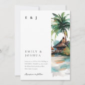 Strand Tropische Waterverf Bruiloft Kaart (Voorkant)