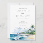 Strand Tropische Waterverf Bruiloft Kaart (Voorkant)