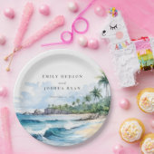 Strand Tropische Waterverf Bruiloft Papieren Bordje (Feest)