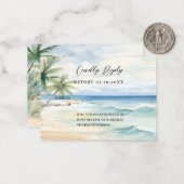 Strand tropische waterverf bruiloft reactie RSVP Notitiekaartje (Voorkant / Achterkant in situ)