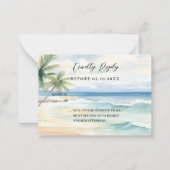Strand tropische waterverf bruiloft reactie RSVP Notitiekaartje (Voorkant)
