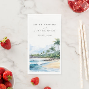 Strand Tropische Waterverf Bruiloft Servet