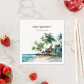 Strand Tropische Waterverf Bruiloft Servet (Insitu)