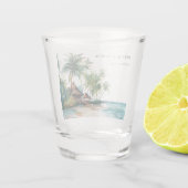 Strand Tropische Waterverf Bruiloft Shot Glas (Achterkant)