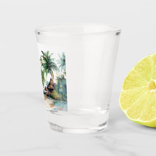 Strand Tropische Waterverf Bruiloft Shot Glas (Rechts)