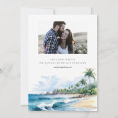 Strand Tropische Waterverf Save The Date (Achterkant)