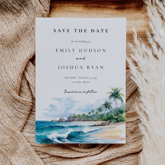 Strand Tropische Waterverf Save The Date