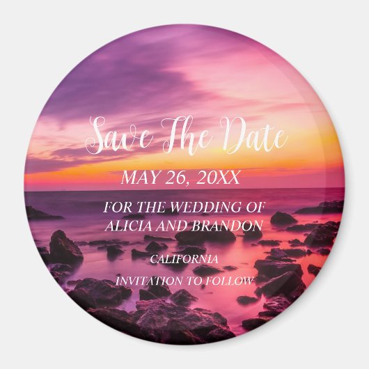 Strand Tropische Zand Bruiloften Moderne Golven Ma Magneet (Voorkant)