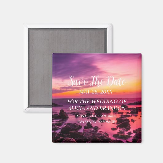 Strand Tropische Zand Bruiloften Moderne Golven Ma Magneet (Voorkant / Achterkant)