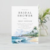 Strand Tropische zomer bruids douche uitnodiging (Staand voorkant)