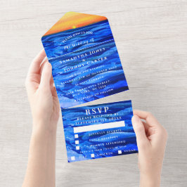 Strand Tropische Zonsondergang Bestemming Ocean Wa All In One Uitnodiging