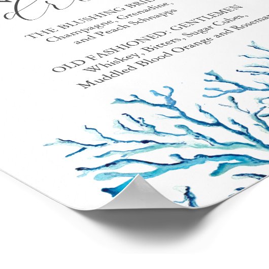 Strand Trouwbar Teken Waterverf Zeester Poster (Hoek)