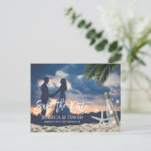 Strand Trouwbericht in een fles Bewaar de datum Aankondigingskaart (Staand voorkant)