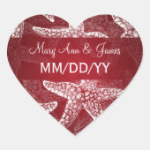 Strand Trouwdatum Zeester Rood Hart Sticker (Voorkant)